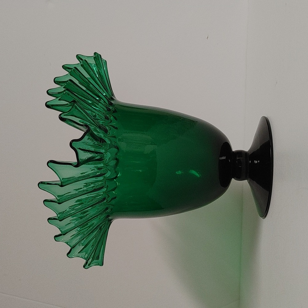 Blenko Emerald Green Art Glass Vase MCM